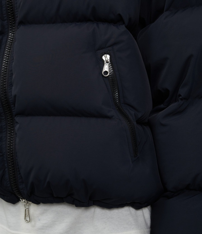 Men's Cole Buxton Cropped Insulated Puffers Black | 16059QZDM