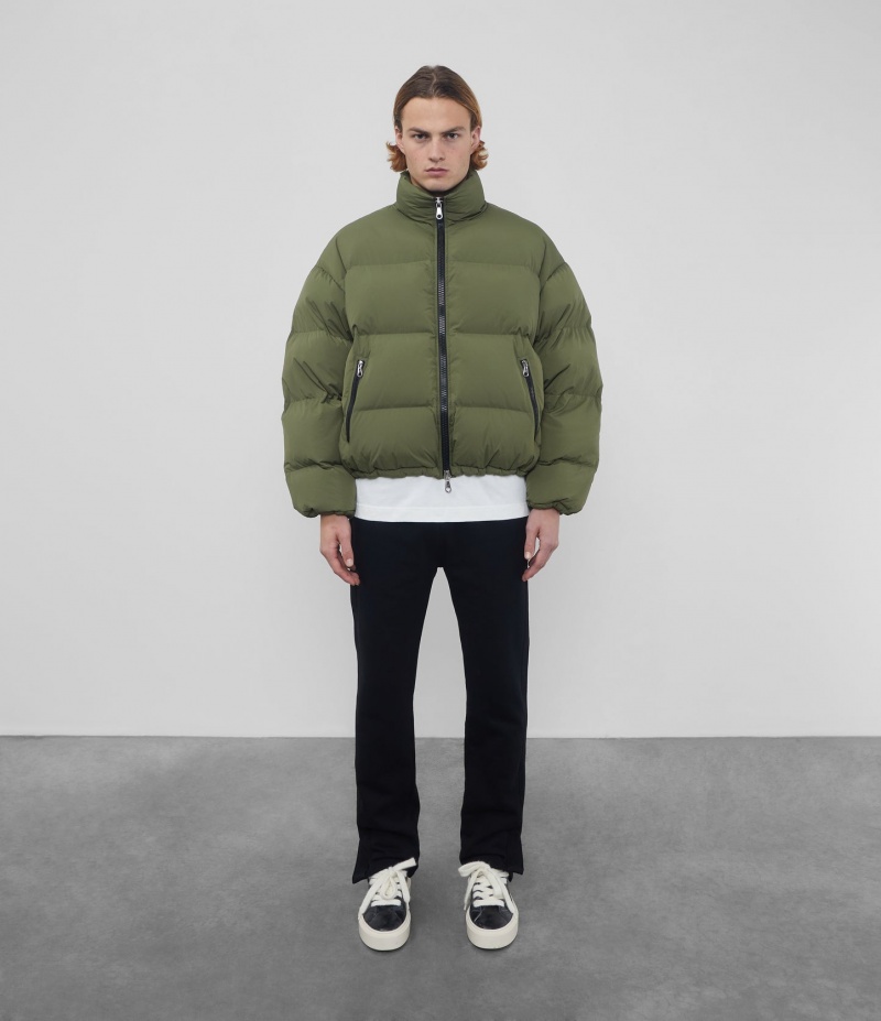 Men's Cole Buxton Cropped Insulated Puffers Olive | 90128RTBL