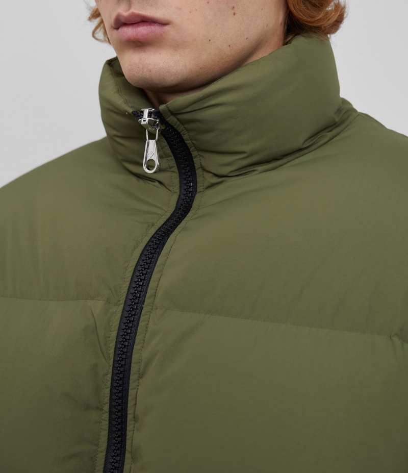 Men's Cole Buxton Cropped Insulated Puffers Olive | 90128RTBL