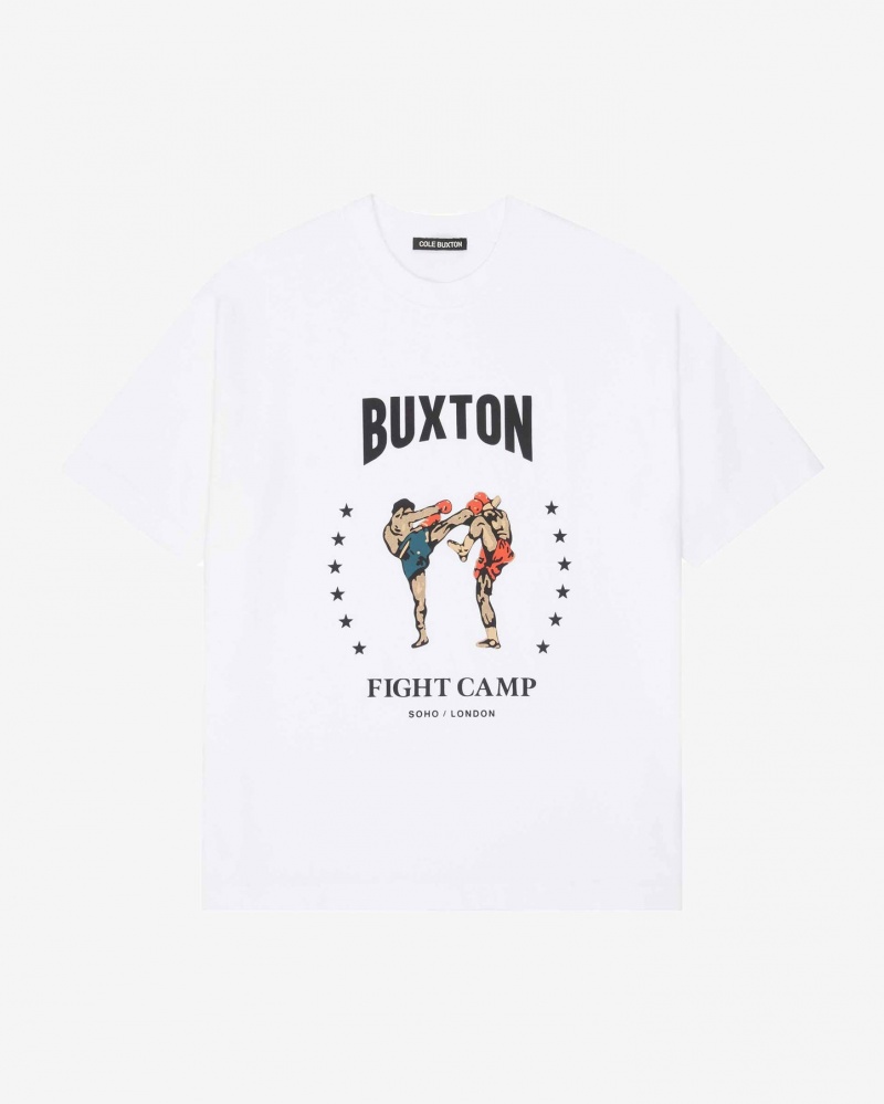 Men\'s Cole Buxton Fight Camp T Shirts White | 40362OYUR