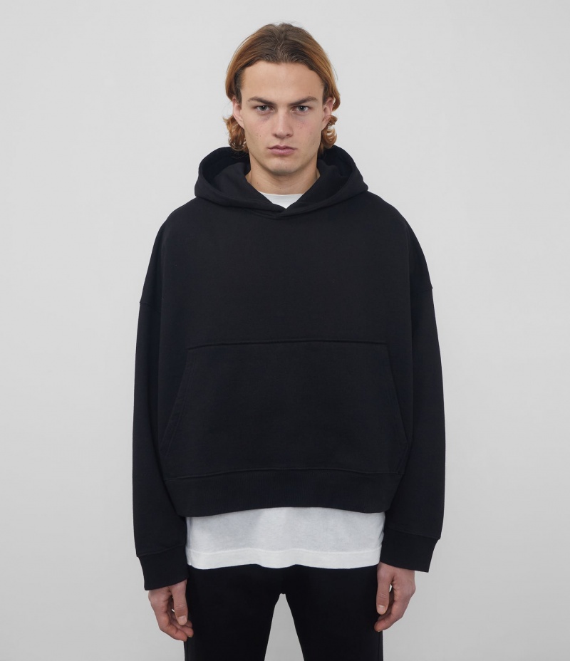 Men's Cole Buxton Heavyweight Cropped Hoodie Black | 23817YVAR