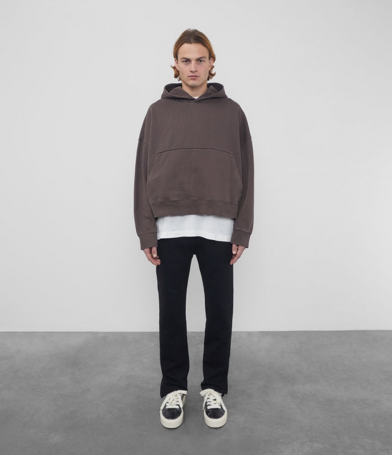 Men's Cole Buxton Heavyweight Cropped Hoodie Brown | 71890BOHK