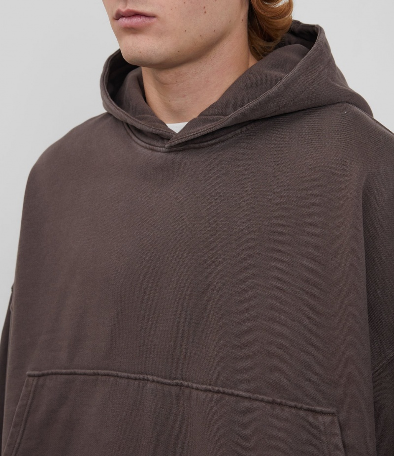 Men's Cole Buxton Heavyweight Cropped Hoodie Brown | 71890BOHK