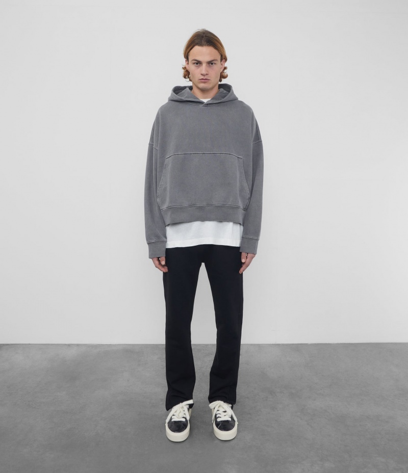 Men's Cole Buxton Heavyweight Cropped Hoodie Black | 09764IOFK