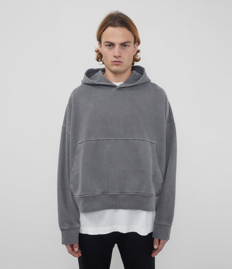 Men's Cole Buxton Heavyweight Cropped Hoodie Black | 09764IOFK