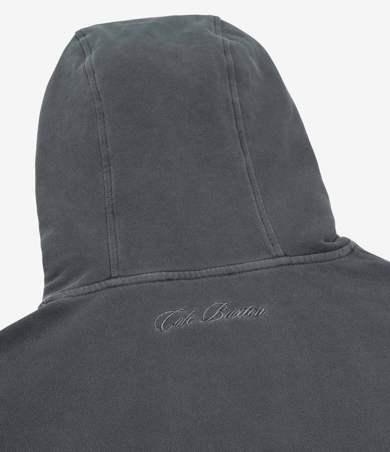 Men's Cole Buxton Heavyweight Cropped Hoodie Black | 09764IOFK