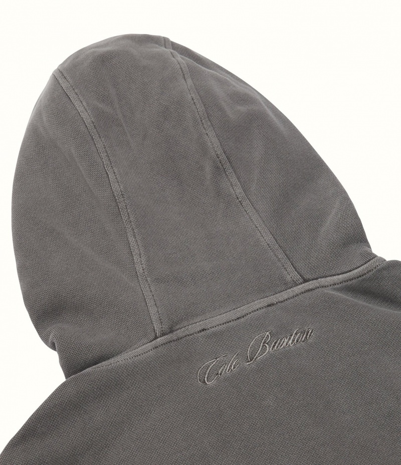 Men's Cole Buxton Heavyweight Cropped Logo Zip Hoodie Black | 02714IAGD