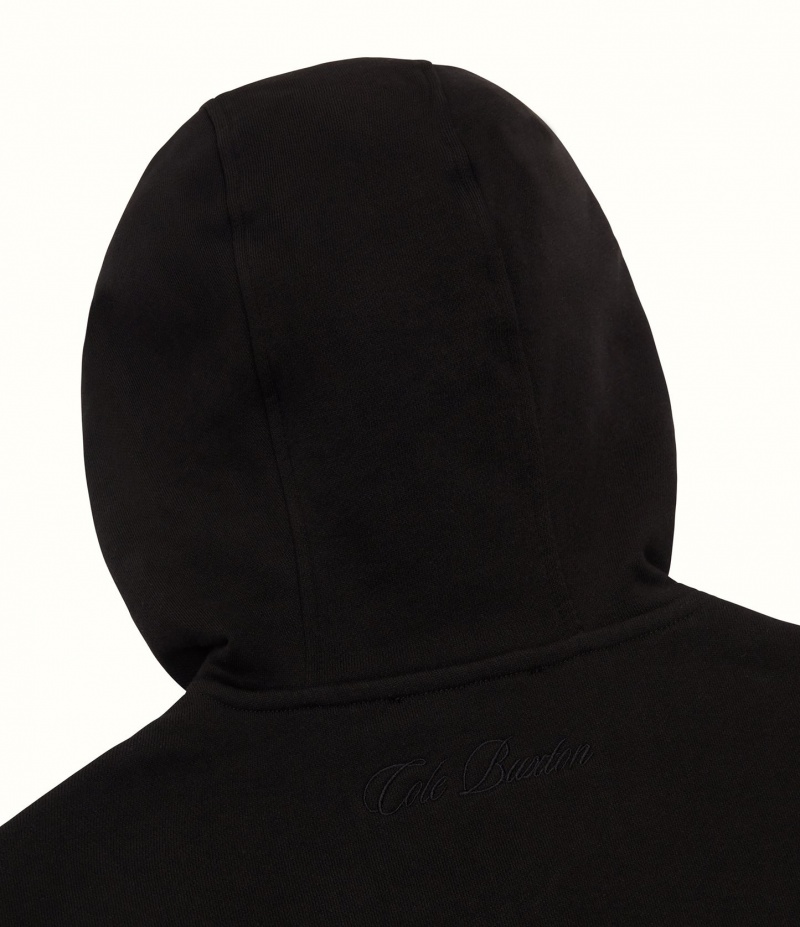 Men's Cole Buxton Heavyweight Cropped Logo Zip Hoodie Black | 27836WRNB