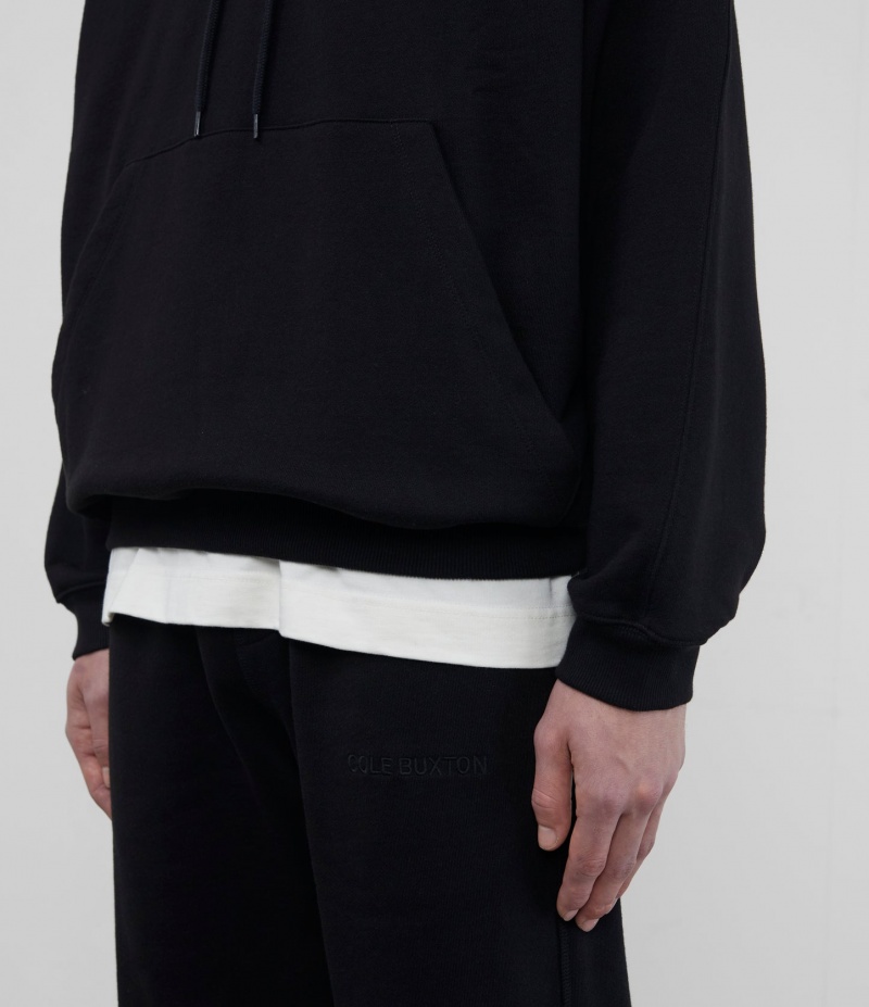 Men's Cole Buxton Heavyweight Warm Up Hoodie Black | 69745TMVA