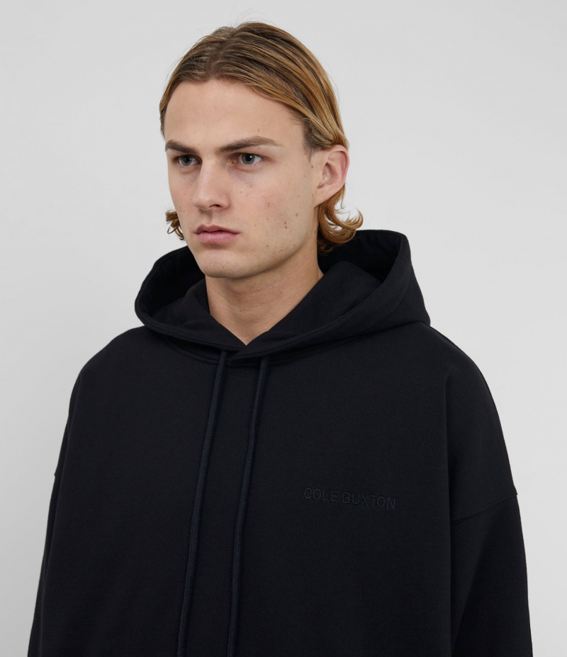 Men's Cole Buxton Heavyweight Warm Up Hoodie Black | 69745TMVA