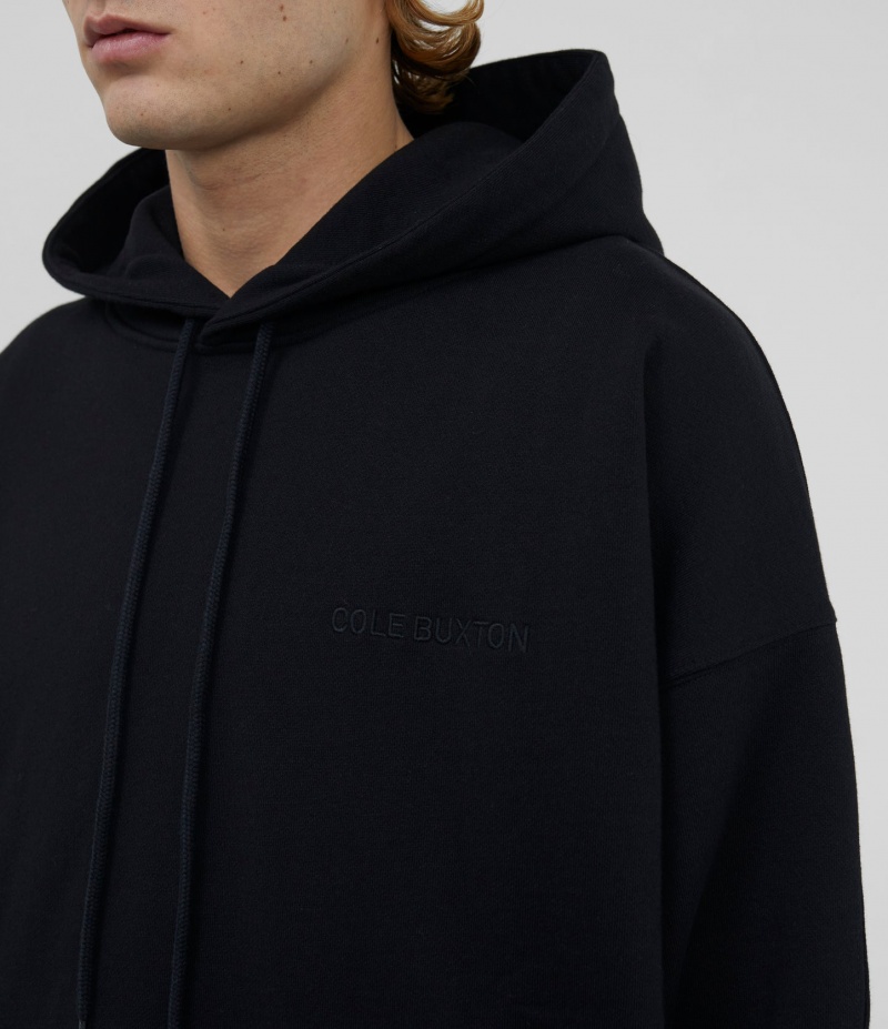 Men's Cole Buxton Heavyweight Warm Up Hoodie Black | 69745TMVA