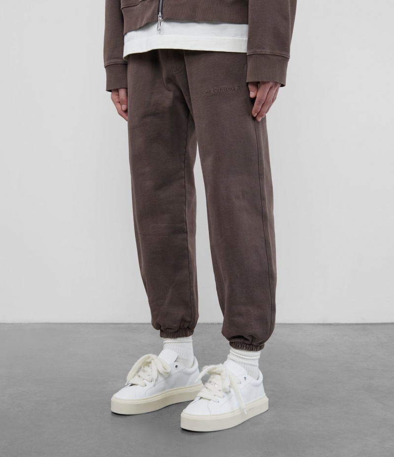 Men's Cole Buxton Heavyweight Warm Up Sweatpants Brown | 01946PRWY