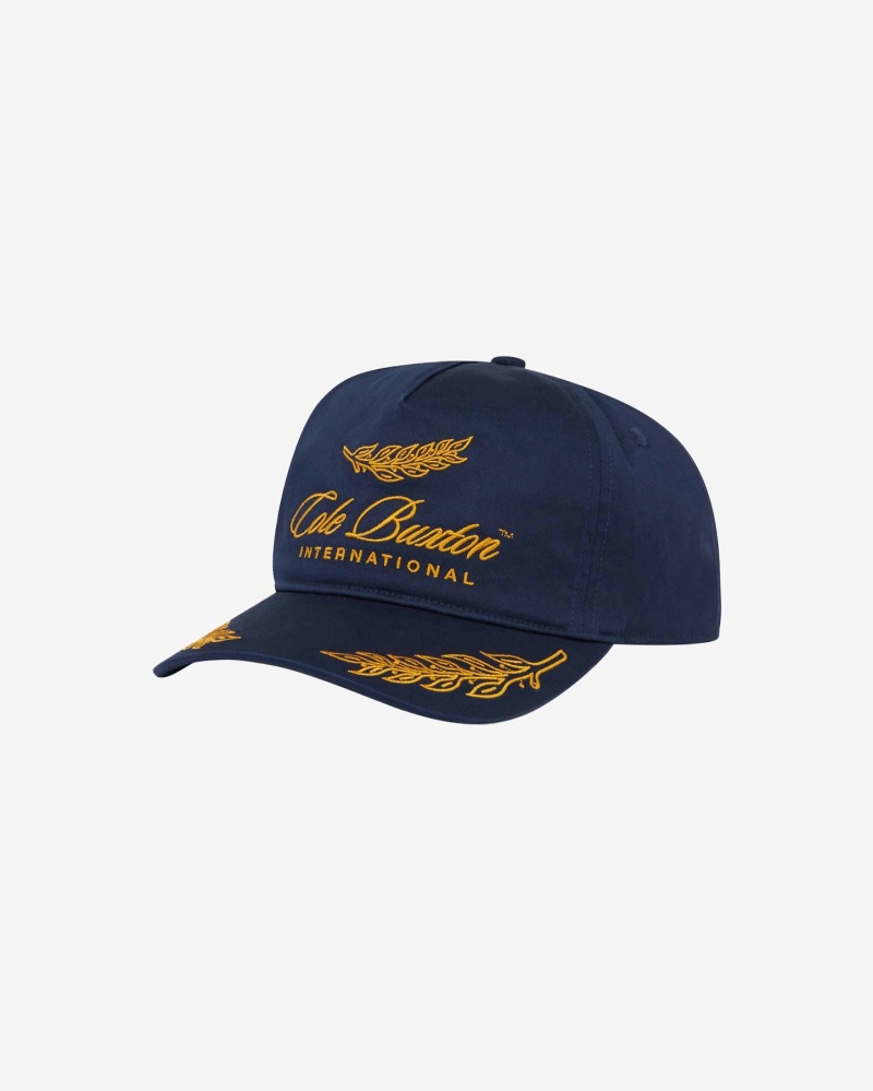 Men\'s Cole Buxton International Racing Baseball Caps Navy / Gold | 02164BRDP