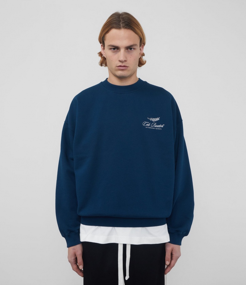 Men's Cole Buxton International Sweatshirts Navy | 28341JLYR