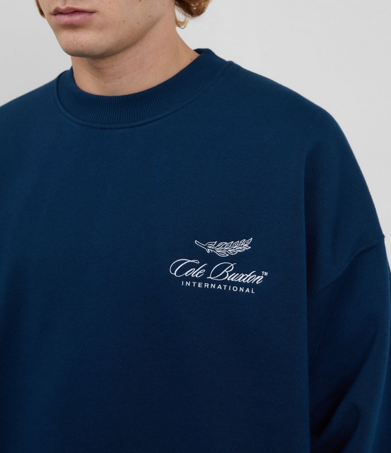 Men's Cole Buxton International Sweatshirts Navy | 28341JLYR