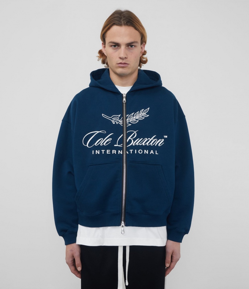 Men's Cole Buxton International Zipped Hoodie Navy | 72801XGSI