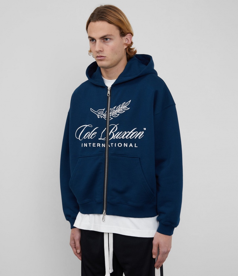 Men's Cole Buxton International Zipped Hoodie Navy | 72801XGSI