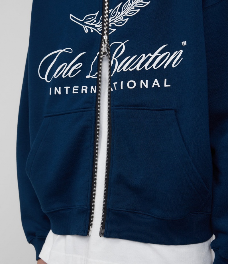 Men's Cole Buxton International Zipped Hoodie Navy | 72801XGSI