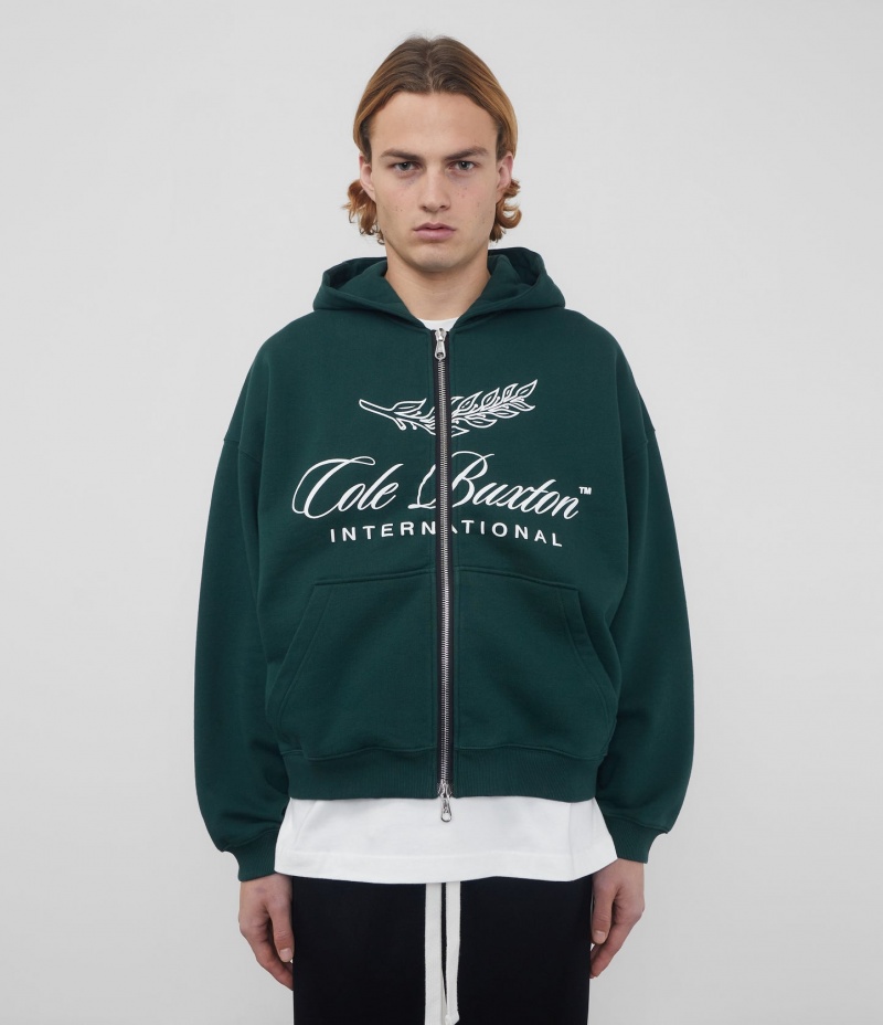 Men's Cole Buxton International Zipped Hoodie Green | 21790FVBO