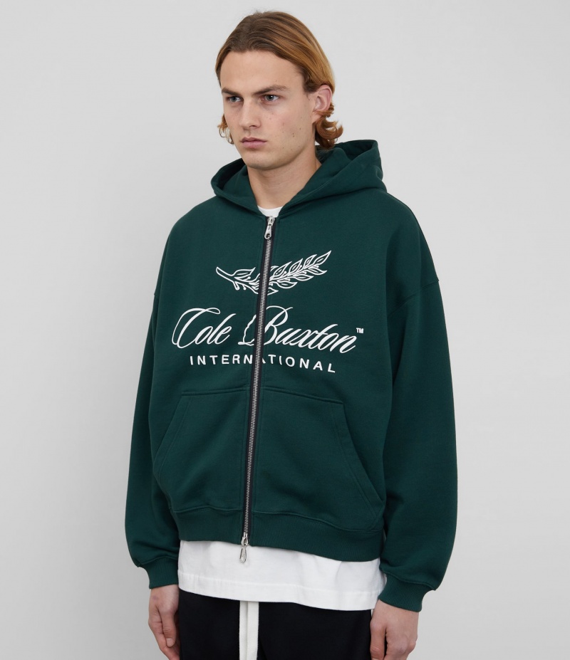 Men's Cole Buxton International Zipped Hoodie Green | 21790FVBO