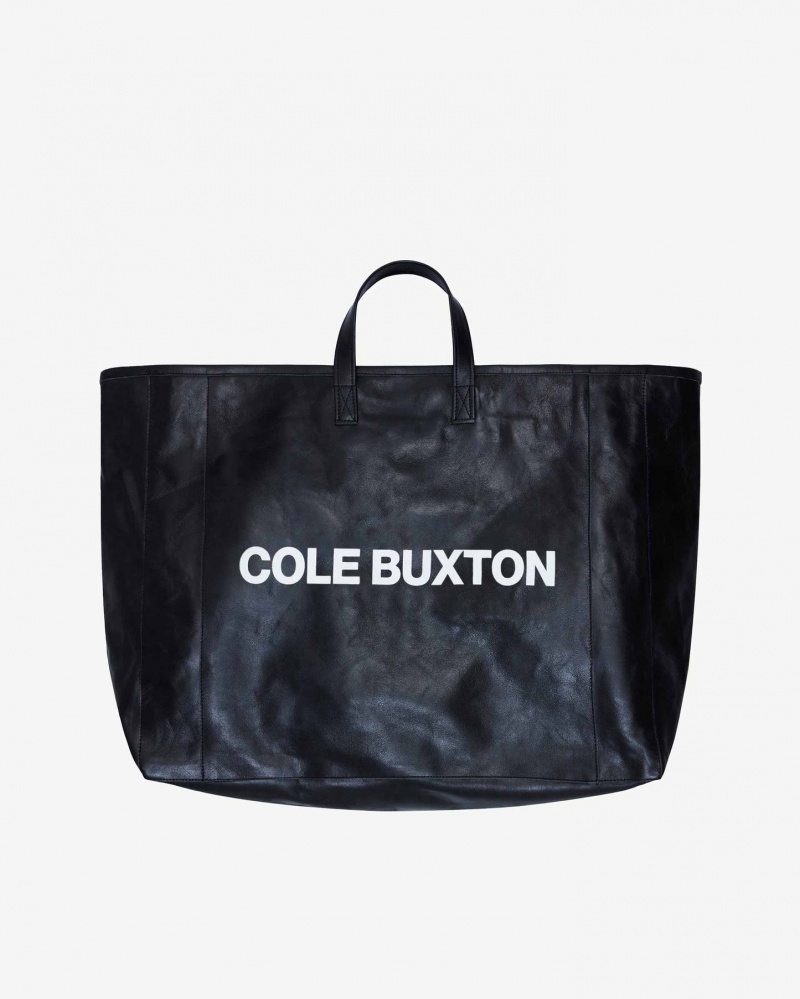 Men\'s Cole Buxton Large Leather Tote Bags Black | 60281OAUL