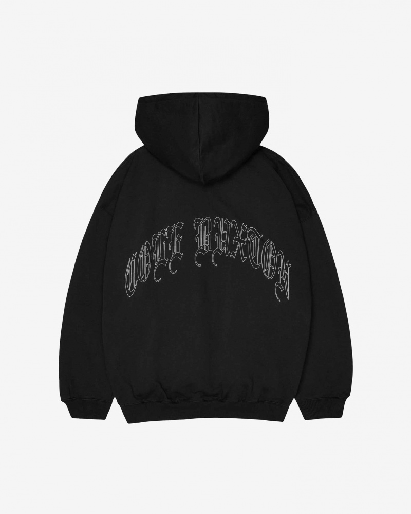 Men's Cole Buxton Old English Hoodie Black | 17954CEPS