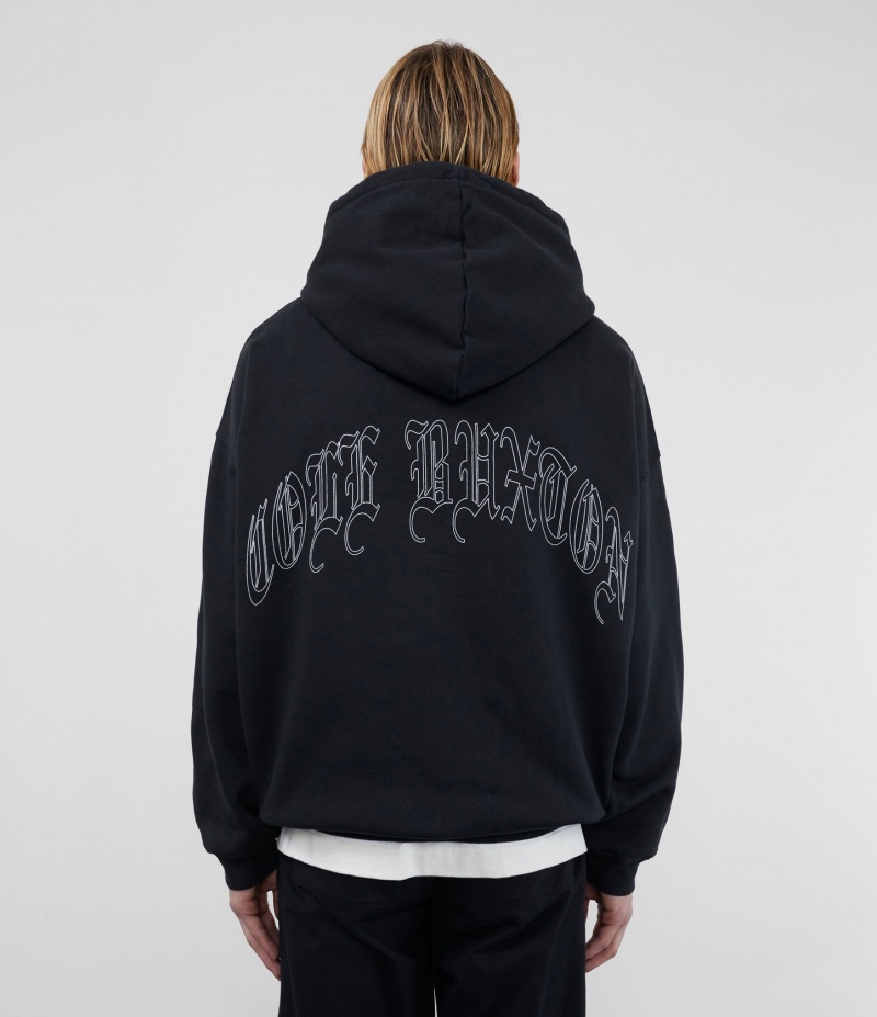 Men's Cole Buxton Old English Hoodie Black | 17954CEPS