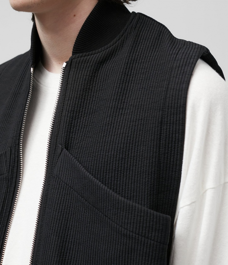 Men's Cole Buxton Quilted Nylon Vest Outerwear Black | 93847DPBZ