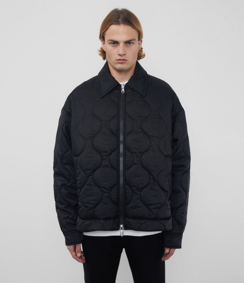 Men's Cole Buxton Quilted Ripstop Overshirt Black | 81723AVTR