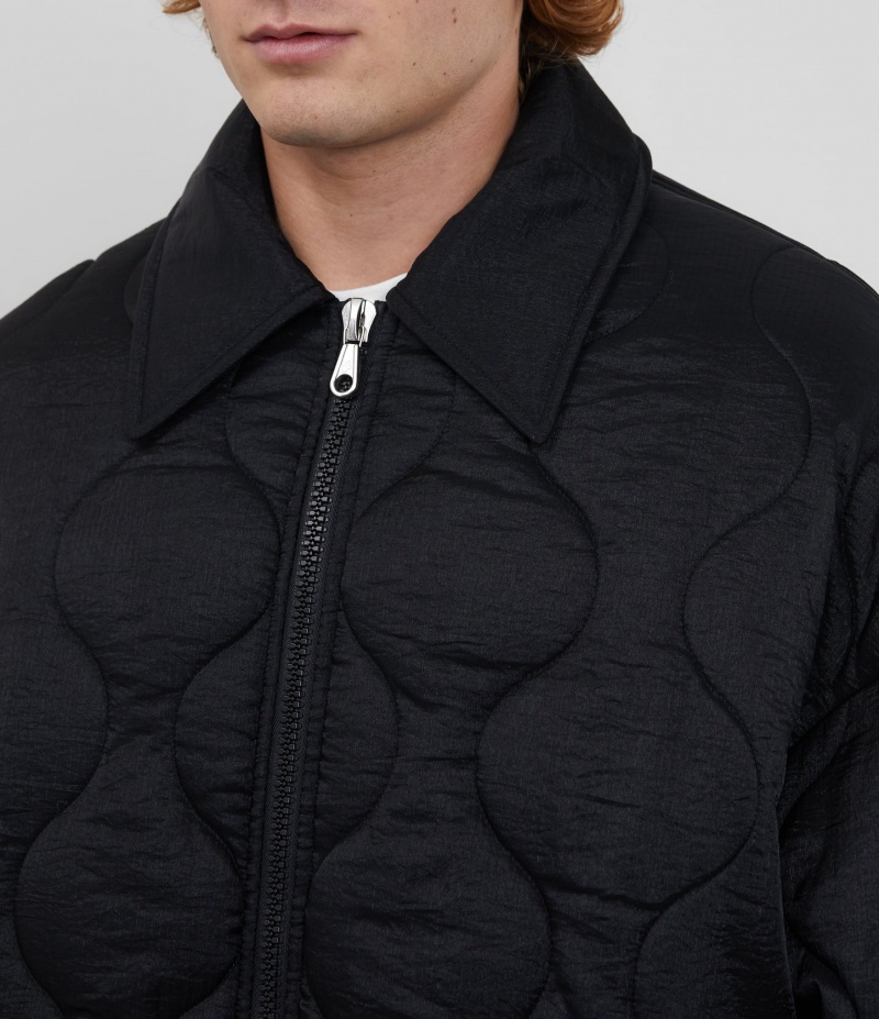 Men's Cole Buxton Quilted Ripstop Overshirt Black | 81723AVTR