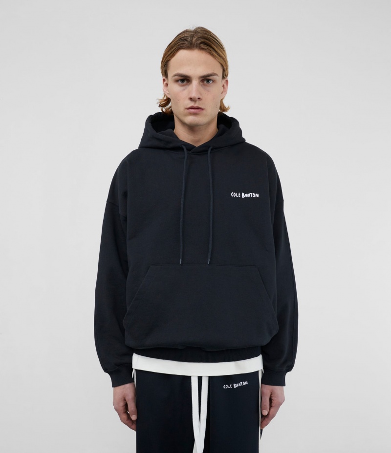 Men's Cole Buxton Raw Hoodie Black | 07936OWGC