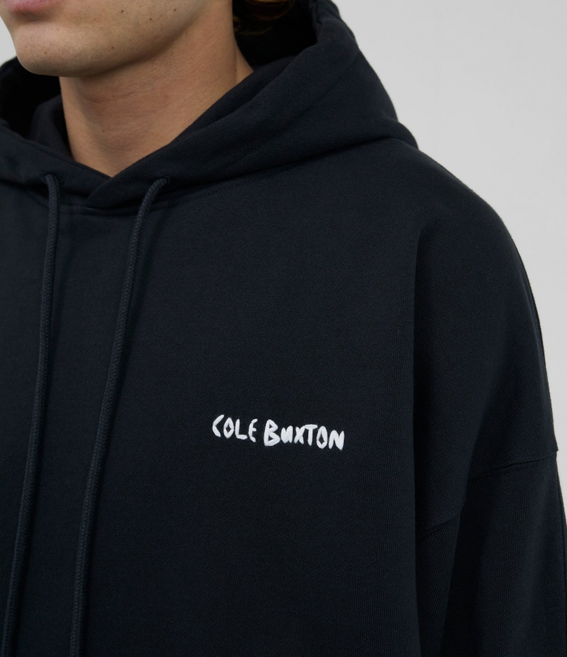 Men's Cole Buxton Raw Hoodie Black | 07936OWGC