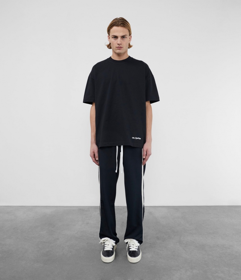 Men's Cole Buxton Raw T Shirts Black | 09683VZYM