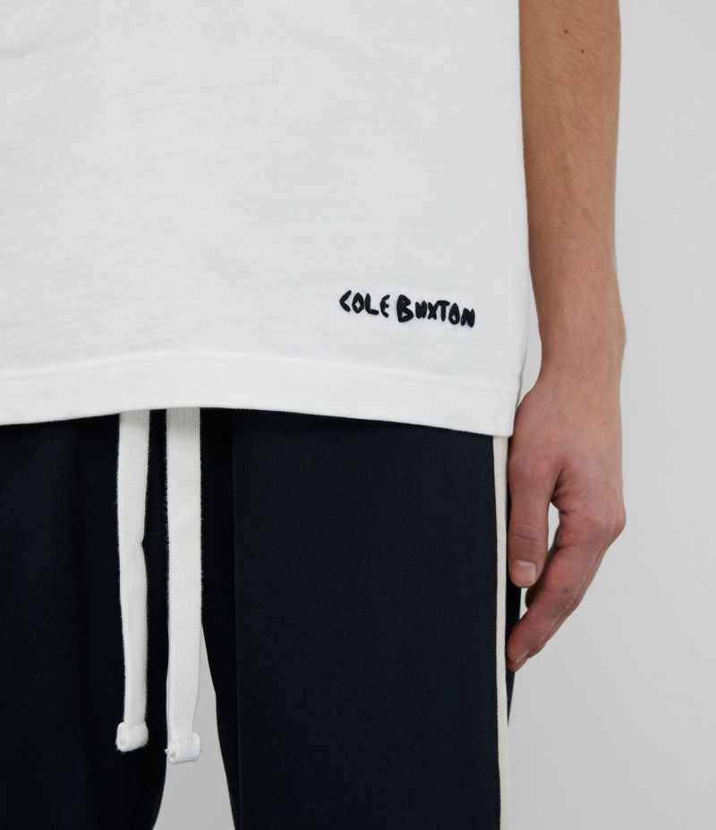 Men's Cole Buxton Raw T Shirts White | 17492YIJO