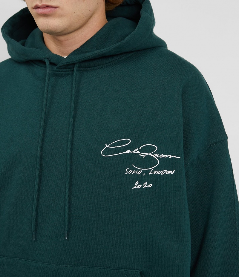 Men's Cole Buxton Signature Hoodie Green | 63489RCWU