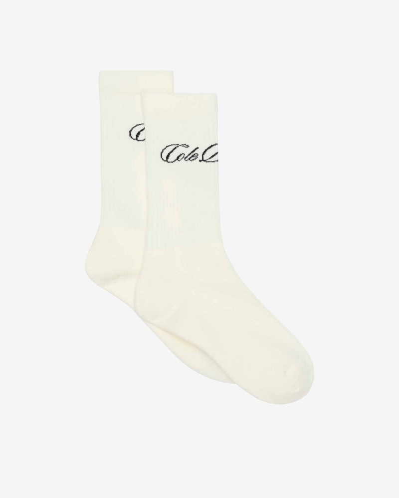 Men\'s Cole Buxton Signature Socks White | 83625EFXK