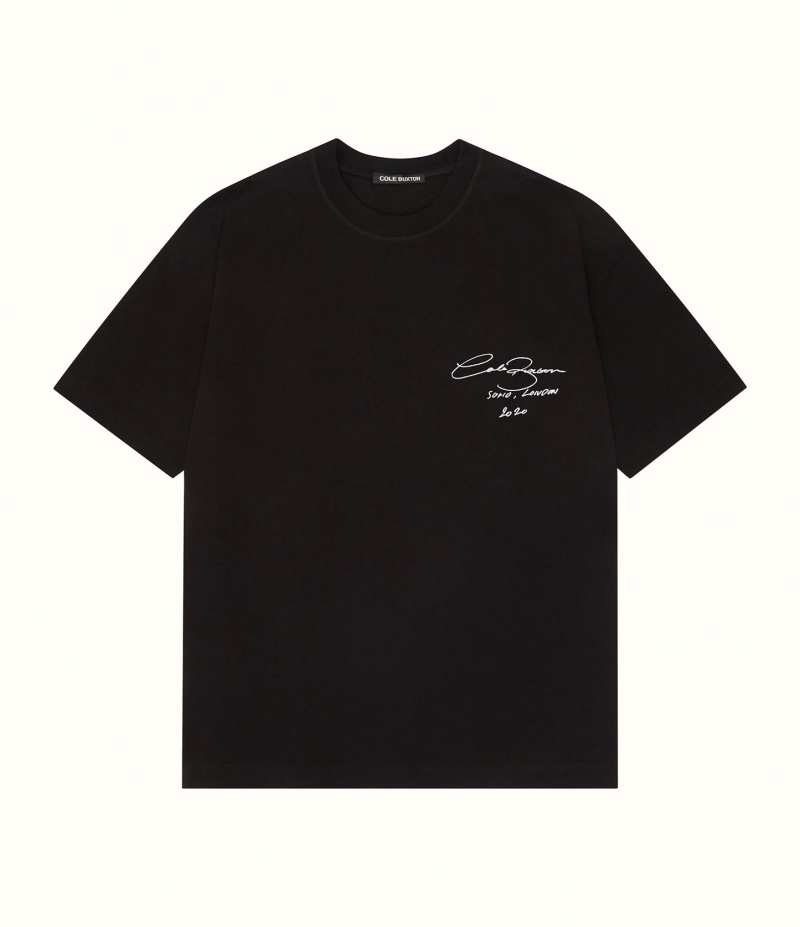 Men's Cole Buxton Signature T Shirts Black | 21498GOSI