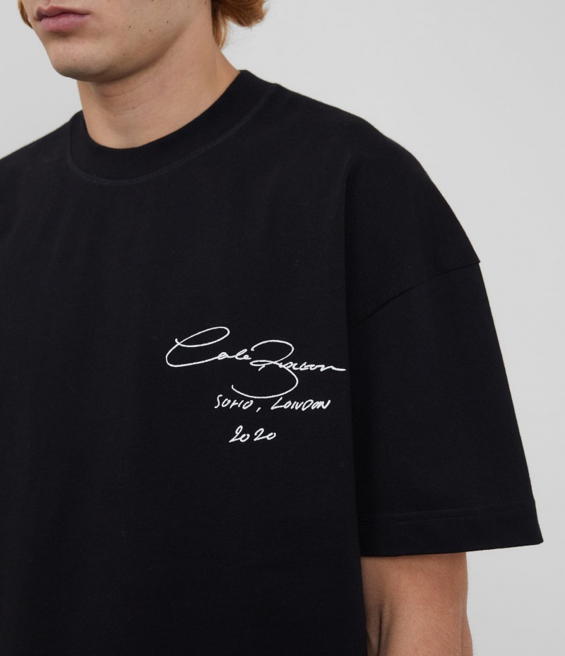 Men's Cole Buxton Signature T Shirts Black | 21498GOSI