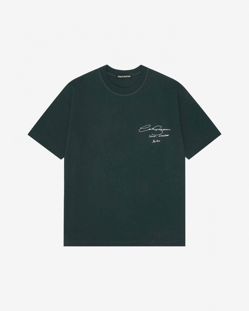 Men's Cole Buxton Signature T Shirts Green | 82367XEBW