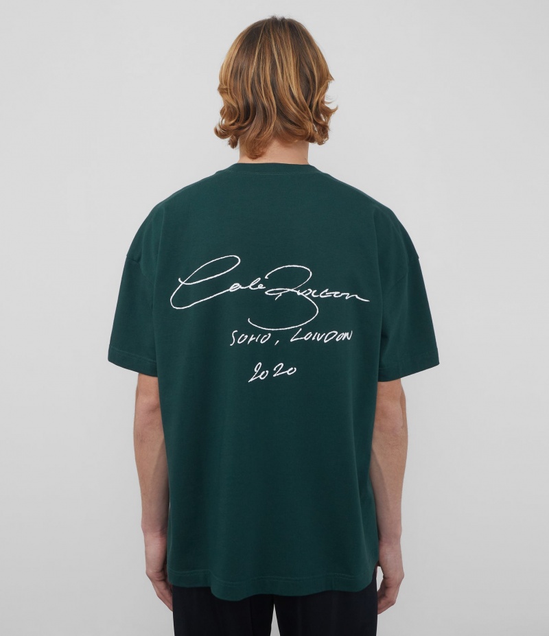 Men's Cole Buxton Signature T Shirts Green | 82367XEBW