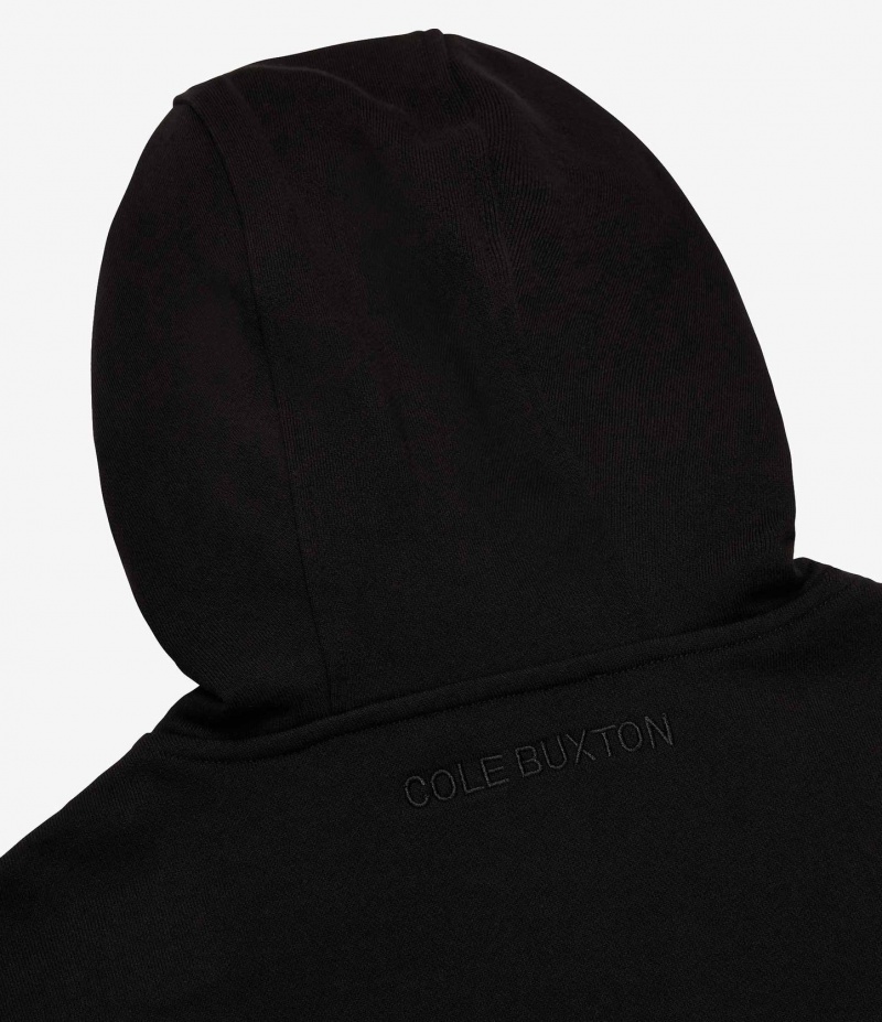 Men's Cole Buxton Warm Up Cropped Zipped Hoodie Black | 78426OKCS